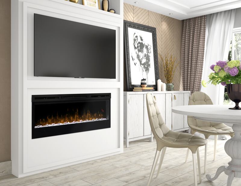 Dimplex Flame Ignite XL 50 is an easy-to-install electric fire with real-flame effects that can turn an open plan kitchen living room into a cosy place to cuddle up