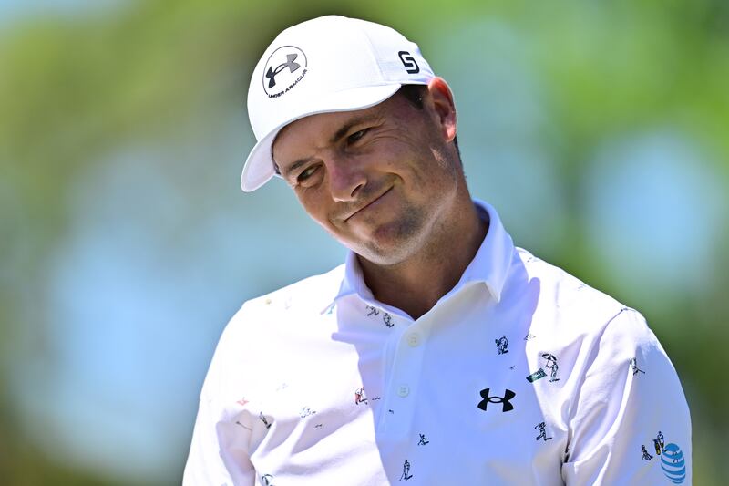 Jordan Spieth of the United States reacts on the sixth green during the final round of the Valspar Championship. Photograph: Julio Aguilar/Getty