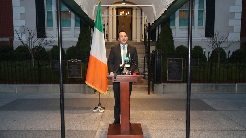 Then toiseach Leo Varadkar at Blair House, Washington DC, during a press conference on March 12th, 2020, where he announced the first of the country's Covid-19 lockdown measures. Photograph: Niall Carson/PA Wire