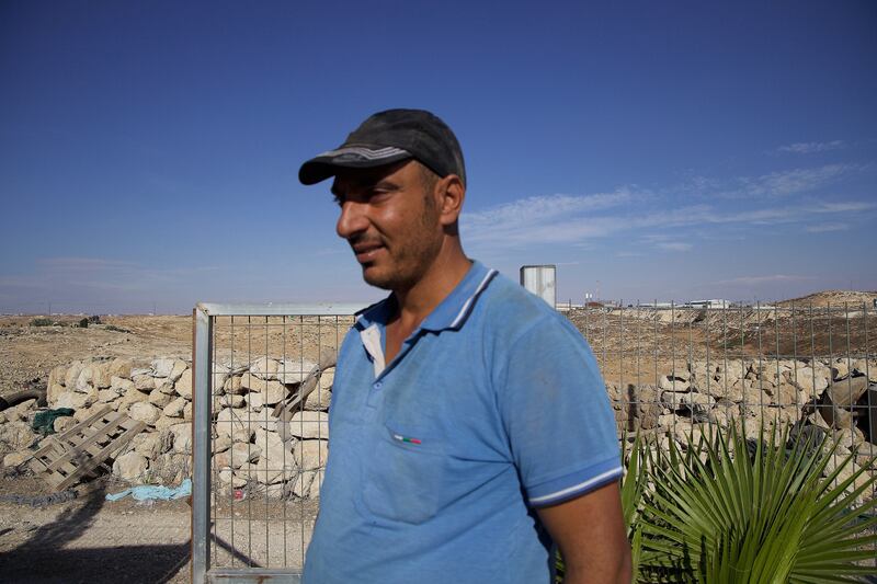 Amin al-Hudarat (41) has lived in Khirbet Zanuta his whole life, but after  October 7th the threat of violence from settlers had become too high for the community to remain there. Photograph: Hannah McCarthy