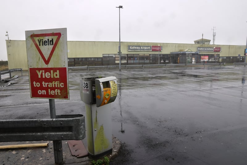 Stained signage directing long-gone traffic. Photograph: Dara Mac Dónaill/The Irish Times
