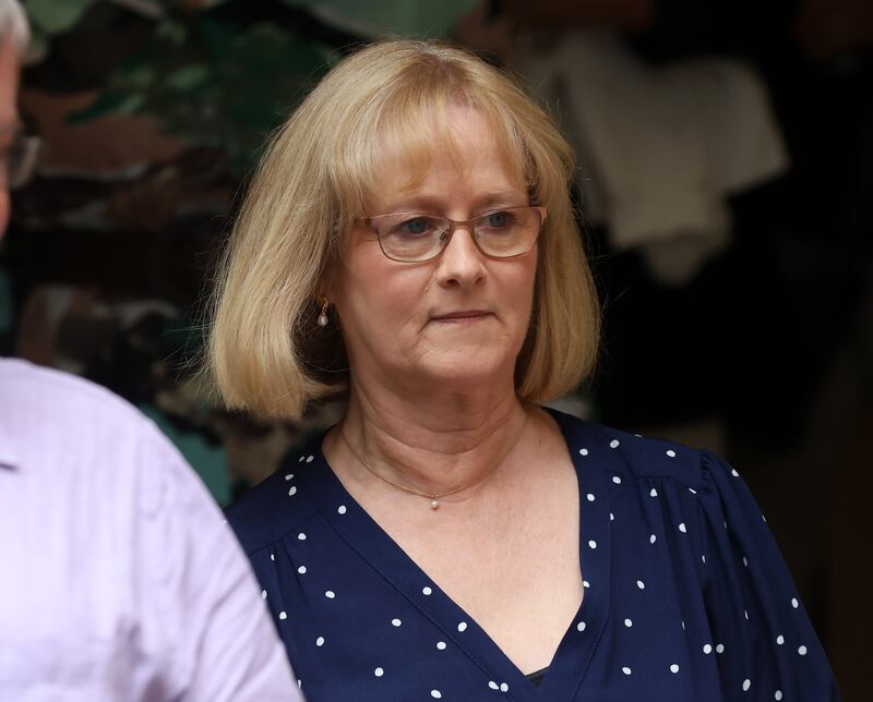 Edel Fox, widow of Det Supt Colm Fox, leaving Dublin District Coroner's Court on Tuesday. Photograph: Colin Keegan/Collins