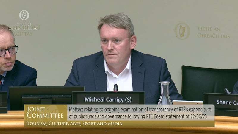Fine Gael Senator Micheál Carrigy at a meeting of the Oireachtas media committee on Tuesday. Photograph: Oireachtas TV