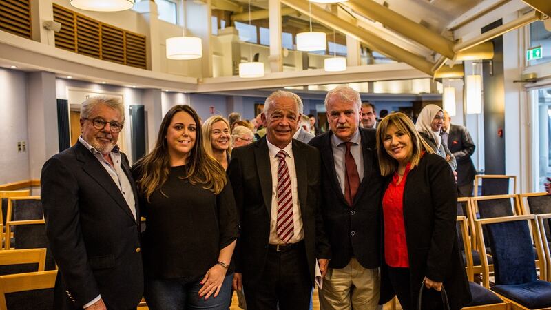 Supports of Dr ‘Sam’ Naser at the Howth meeting (l-r): Michael McColgan, Ciara McLoughlin, Senator Jimmy Guerin, Minister of State Finian McGrath and Senator Frances Black. Photograph: James Forde