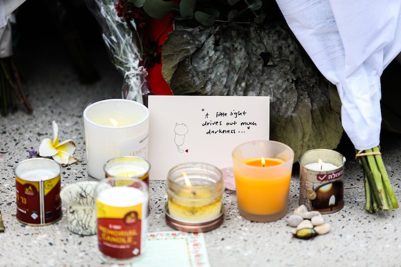 Candles and condolences at the vigil at the Bondi Pavilion site, Sydney. Photograph: Evan Treacy for The Irish Times