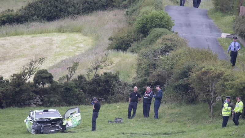 The scene of a fatal crash during the Donegal International Rally.