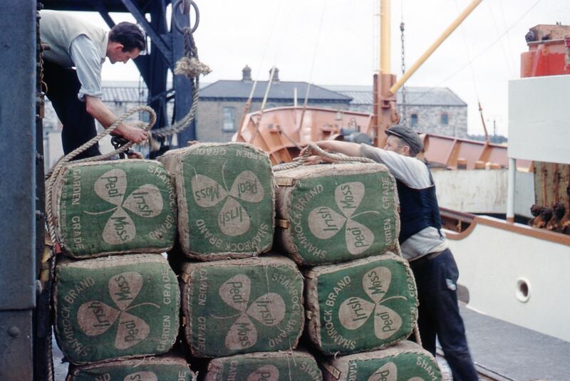 Bales of peat moss about to be exported. Photograph: Dublin Port Archive
