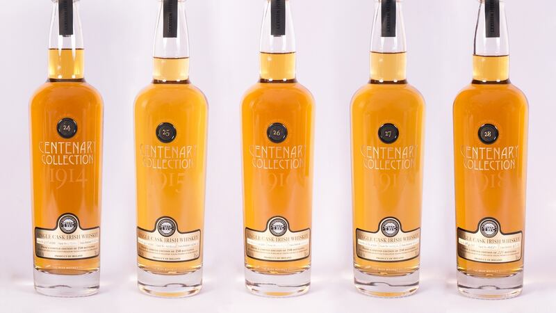 Full set of Teeling’s Centenary Collection whiskeys (€4,000- €6,000 at Dolan’s)