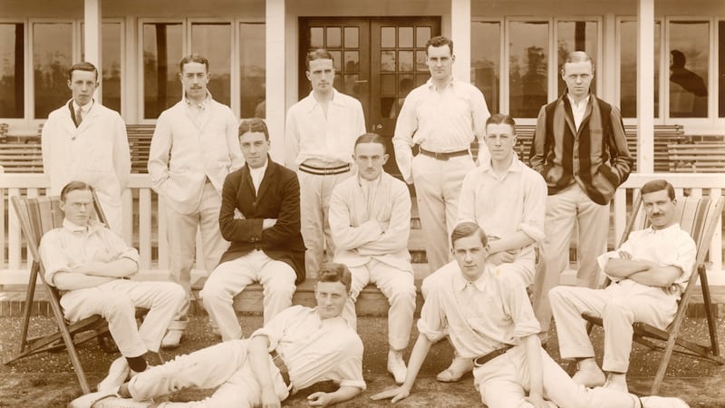 Cricket team: By the end of the war, four of the men in this picture, including MacHutchison, were dead. Two more got caught up in the second World War in the Far East and were interned by the Japanese
