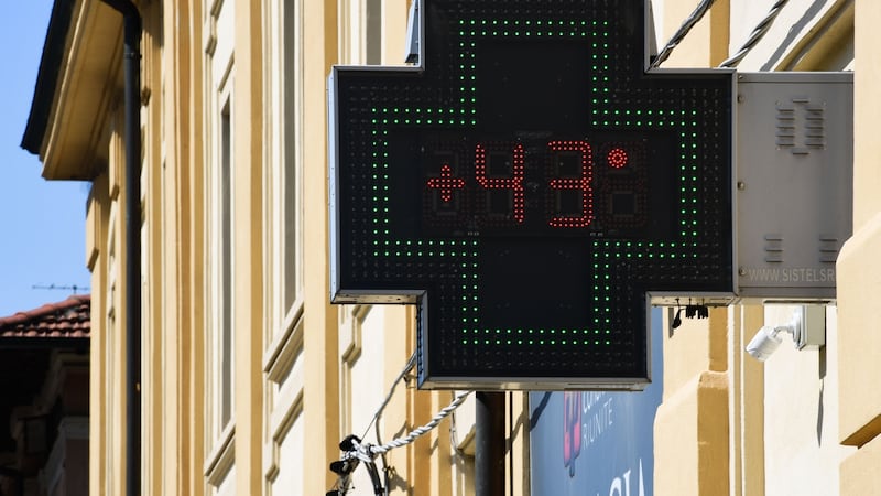 Temperature recorded in Reggio Emilia, near Bologna in northern Italy. Photograph: Miguel Medina/AFP