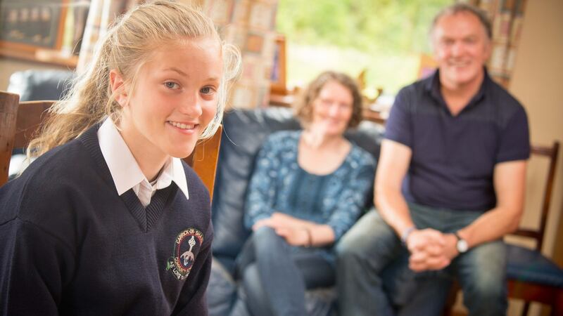 Jenny and Aidan McCabe with their 12-year-old daughter Sophie,  who will be starting secondary school soon, at their home in Carrick-on-Shannon, Co Leitrim. Photograph: James Connolly