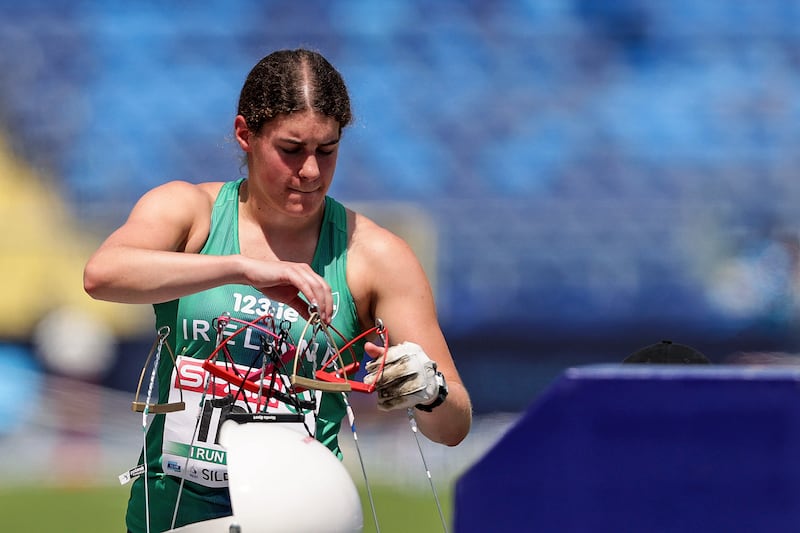 Ireland’s Nicola Tuthill in the women’s hammer throw in the 2023 European Games in Slaski Stadium, Krakow, Poland. Photograph: Laszlo Geczo/Inpho