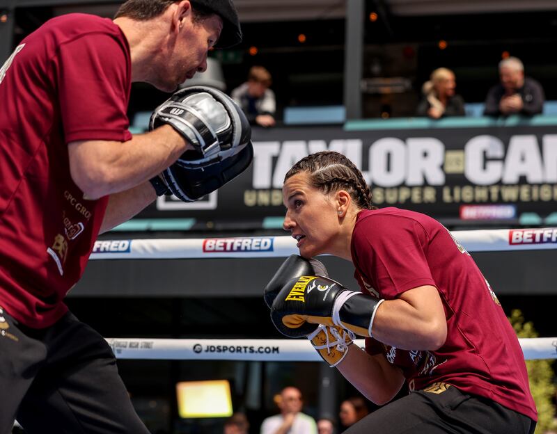 Chantelle Cameron being put through her paces at the public workout. Photograph: Gary Carr/Inpho