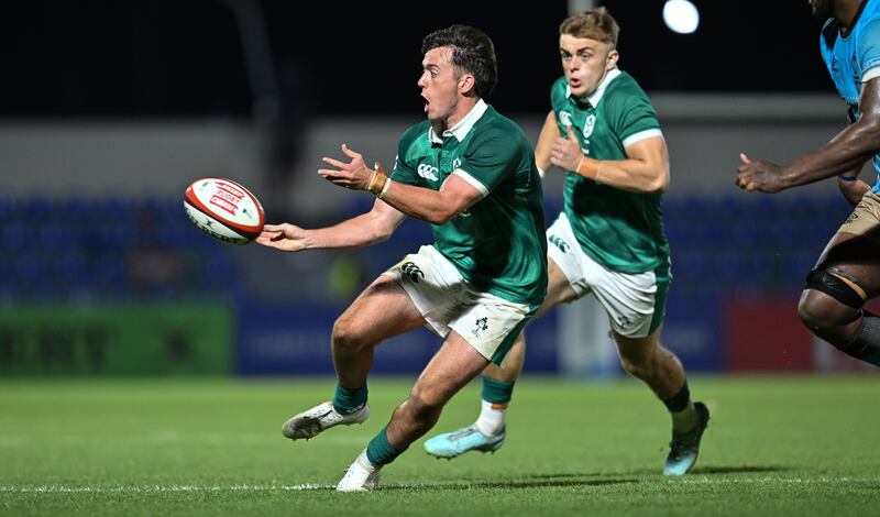 Ireland’s Daniel Green in action during the Junior World Championship game against Fiji. Photograph: Levan Verdzeuli/Inpho