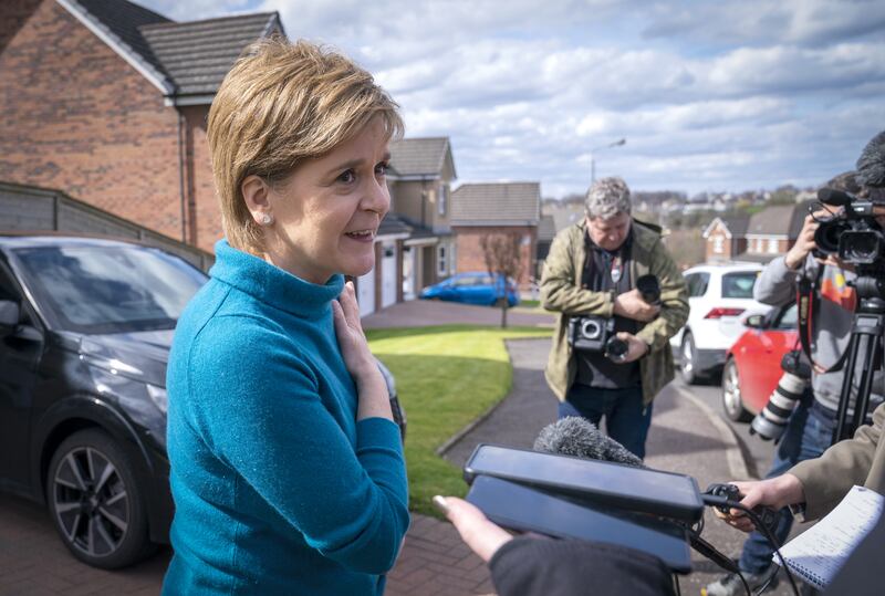 Former SNP leader Nicola Sturgeon previously disowned her old political mentor, former leader Alex Salmond, when he was faced with strife.  Will Humza Yousaf do the same to her? Photograph: Jane Barlow/PA