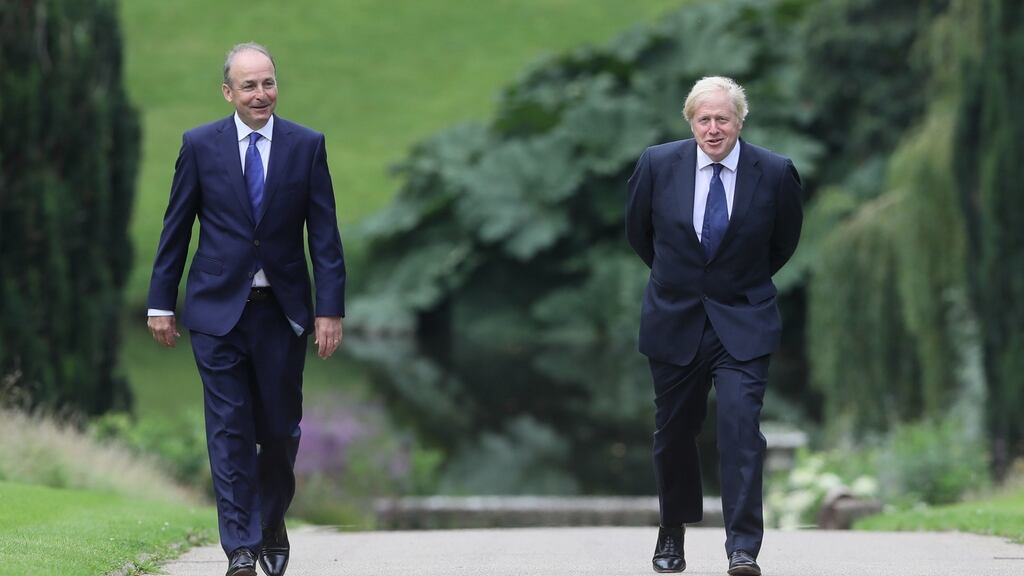 The mood music that accompanied the meeting at Hillsborough Castle between Taoiseach Micheál Martin and British prime minister Boris Johnson was a hopeful sign that the relationship between the two leaders will have a positive impact on British-Irish relations in the years ahead. Photograph: Brian Lawless/AFP via Getty Images
