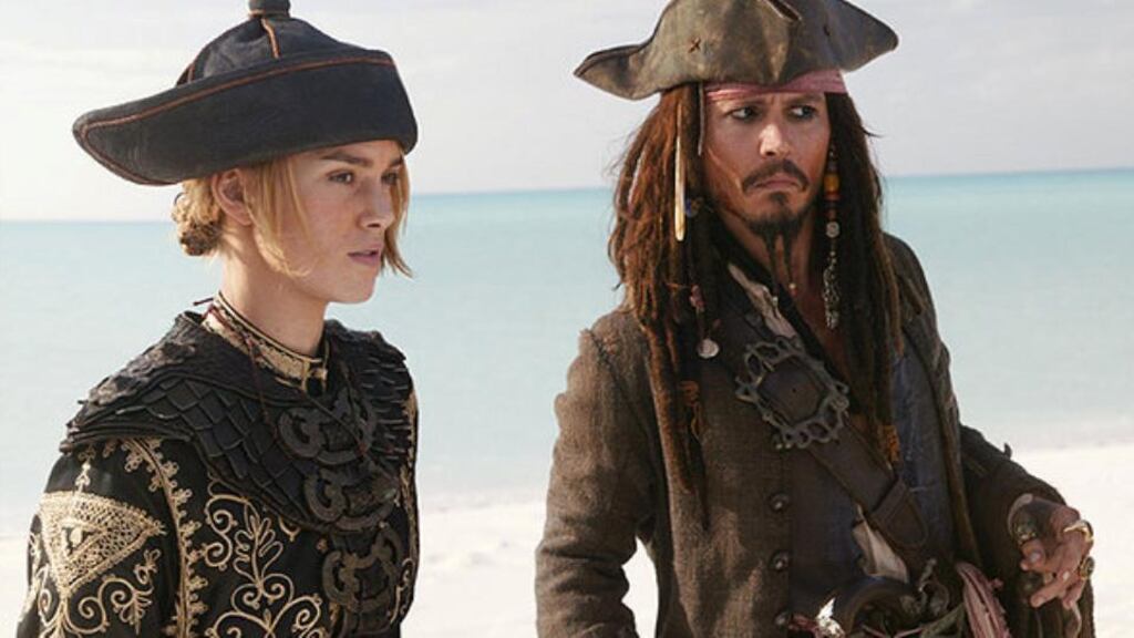 Johnny Depp with Keira Knightly in Pirates Pirates of the Caribbean: At World’s End