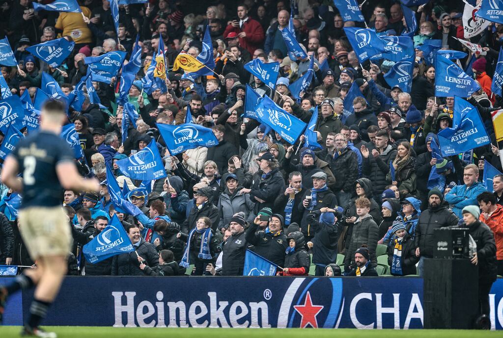 If things go to form, Leinster could face Leicester, Toulouse and La Rochelle at the Aviva Stadium as they aim for another European title. Photograph: Billy Stickland/Inpho