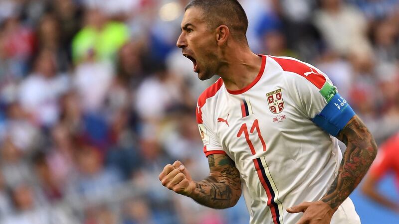 Serbia’s defender Aleksandar Kolarov celebrates after scoring a free-kick agaiinst Costa Rica. Photograph: Emmanuel Dunand/AFP/Getty Images