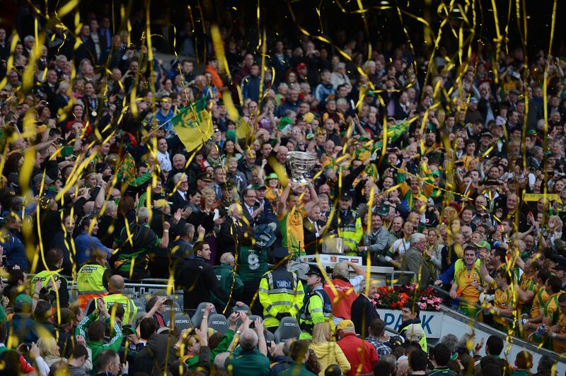 Donegal captain Michael Murphy with the Sam Maguire after his side beat Mayo in the 2012 All-Ireland final at Croke Park.