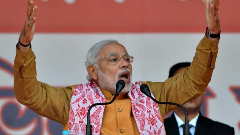 BJP leader and Indian prime minister Narendra Modi: remarks of many of his ministers praising Hindu fanatics and the furore over the Agra conversions indicate that the hardliners have the BJP’s tacit encouragement. Photograph: STR/EPA