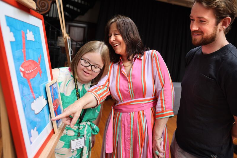 Artist Rachel Connell from Castlepollard, Co Westmeath with her brother Daniel and mother Deirdre Clogher. Photograph: Dara Mac Dónaill