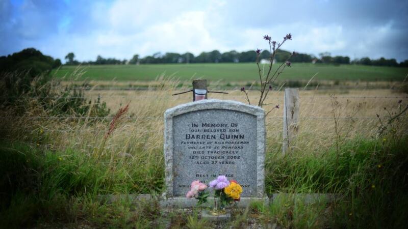 A memorial stone marks the spot on the N11 in Co Wicklow where Darren Quinn died in a crash in 2002. Photograph: Bryan O’Brien