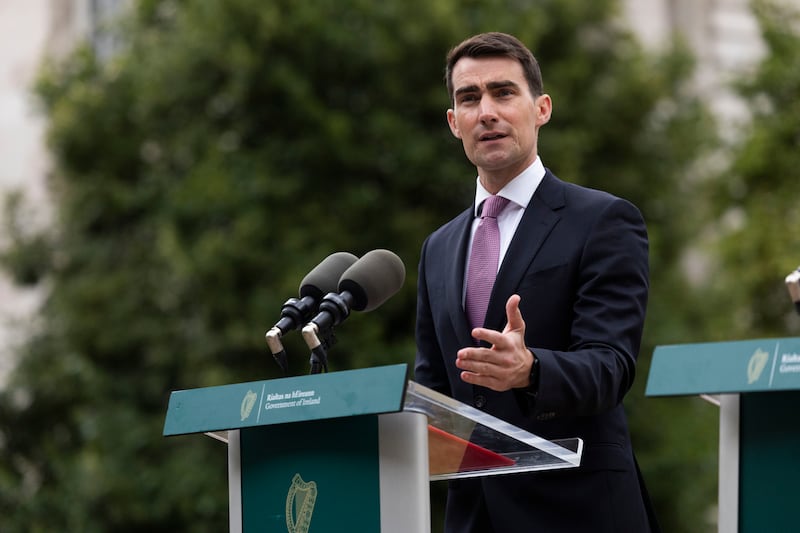 Minister for Public Expenditure, Infrastructure, Public Service Reform and Digitalisation, Jack Chambers TD speaking to the media outside Government Buildings on the the publication of the National Public Procurement Strategy in August. Photo: Sam Boal/Collins Photos 