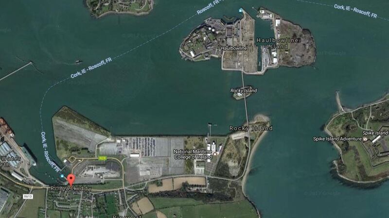 Michael O’Donnell of BioMarin International Ltd told an An Bord Pleanála hearing into the proposed M28 motorway that a group of nine companies employing over 5,000 people on the Ringaskiddy peninsula (satellite view above) was in favour of the planned upgrade of the road to motorway standard. File photograph: Google Maps