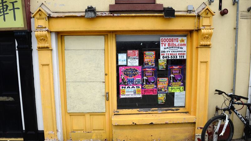 Vacant shops in  Sallins, Co Kildare. Photograph: Dara Mac Dónaill