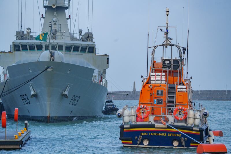 Crew on the Irish naval vessel LÉ William Butler Yeats spotted several unidentified drones north of Dublin around the same time as Volodymyr Zelenskiy landed at Dublin Airport. Photograph: Barry Cronin/The Irish Times