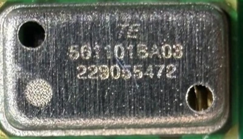 A TE Connectivity pressure sensor found in a Geran-2 drone. Photograph: Ukrainian Ministry of Defence