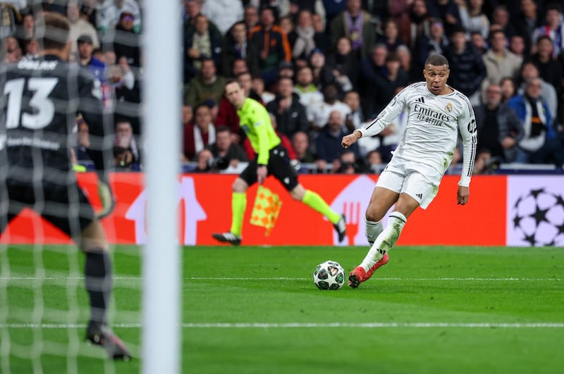 Kylian Mbappé in action for Real Madrid. Photograph: Thomas Coex/AFP via Getty Images
