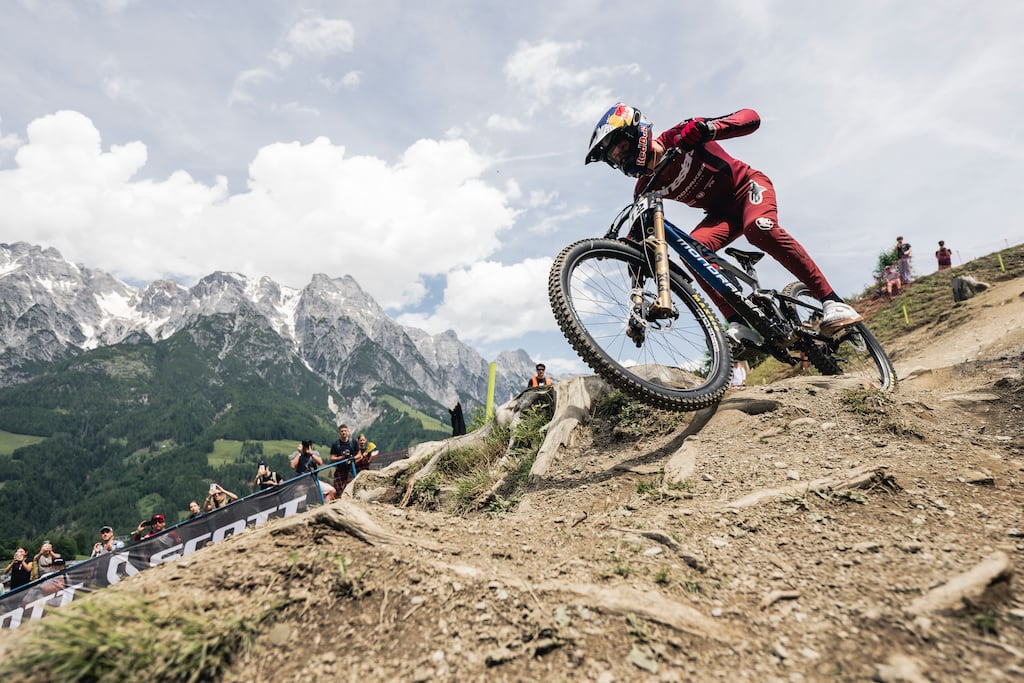 Ronan Dunne competing in the UCI Downhill World Cup in Leogang, Austria in June. Photograph: Bartek Wolinski/Red Bull Content Pool