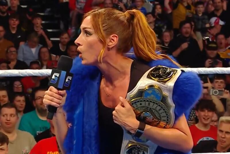 Becky Lynch during last weekend's WWE SmackDown event at the 3Arena in Dublin. Photograph: Netflix