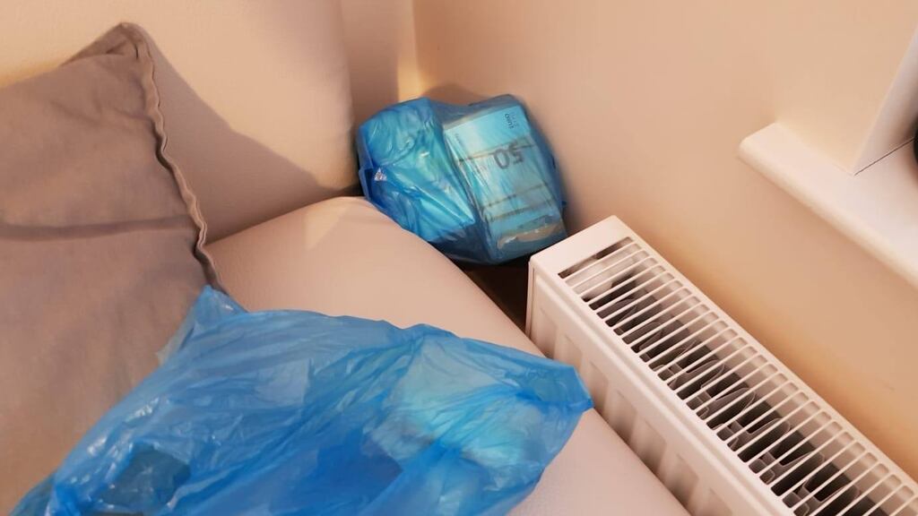 Large sums of cash were seized. Photograph: Criminal Assets Bureau/Facebook