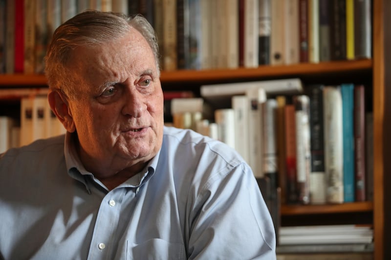 Author Edmund White at his home in New York in 2019. Photograph: Mary Altaffer/AP
