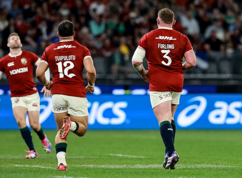 Lions Sione Tuipulotu and Tadhg Furlong. Photograph: Dan Sheridan/Inpho
