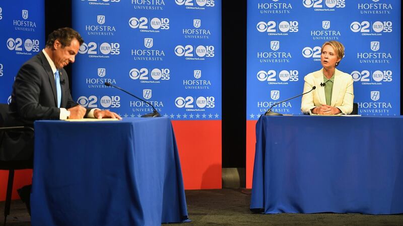Andrew Cuomo and Nixon clashed in a heated debate where the candidates discussed standing up to President Donald Trump. Photograph:J. Conrad Williams Jr/NYT