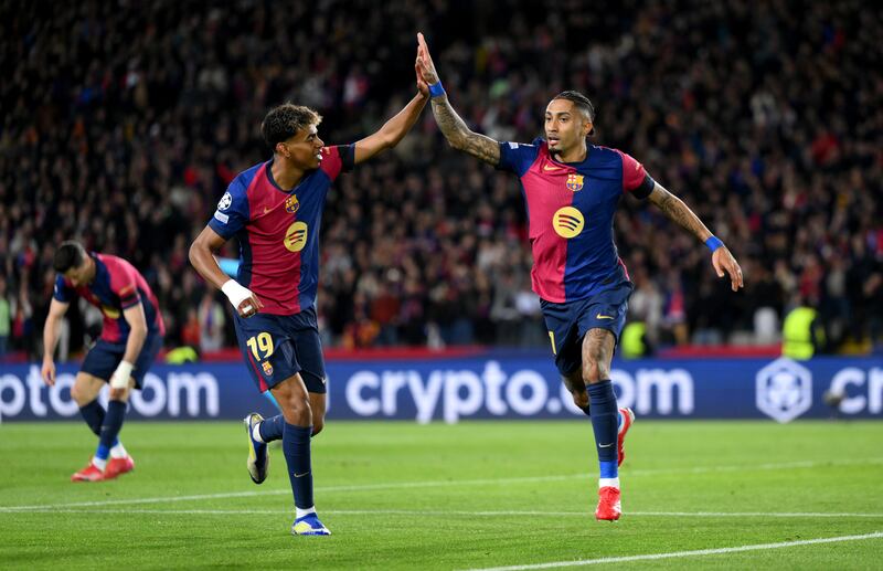 Raphinha and Lamine Yamal have combined brilliantly for Barcelona this season. Photograph: David Ramos/Getty Images