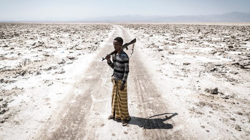 An Afar militiaman on the salt flats of Ethiopia’s Danakil Depression on November 9th, 2019. Photograph: Finbarr O’Reilly/New York Times