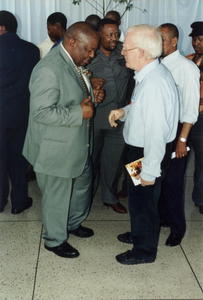 Patrick  Noonan with former South African defence minister Mosiuoa Lekota, who had just launched his previous book, They’re Burning the Churches