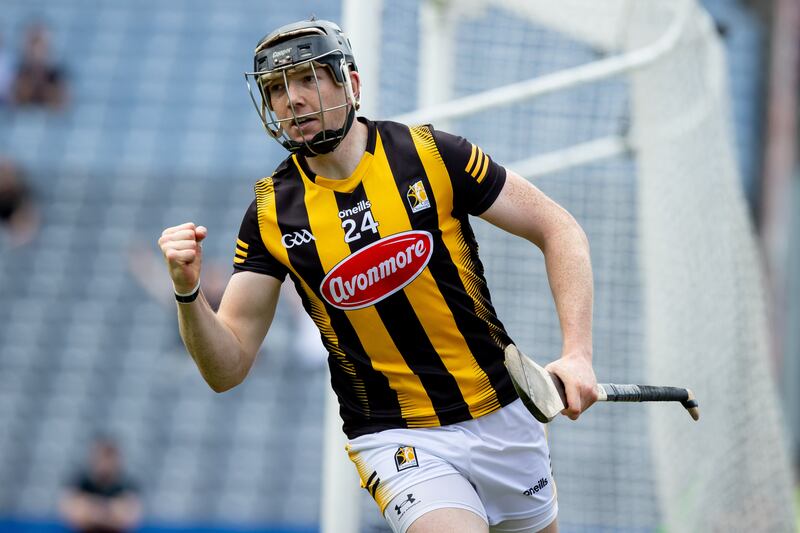 Kilkenny’s Walter Walsh celebrates after scoring his side's second goal of the match. Photograph: Morgan Treacy/Inpho