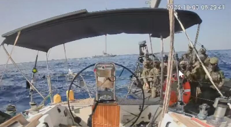 Israeli forces intercept the Marinette on Friday (Global Sumud Flotilla via AP)