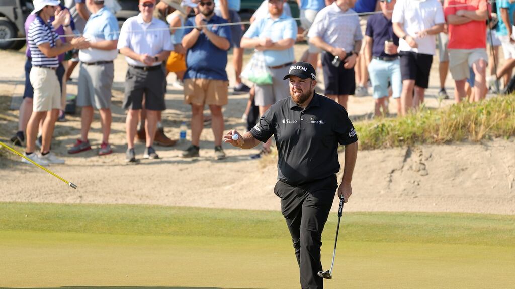 Shane Lowry ackowledges the crowd on the 10th green during the second round of the 2021 US PGA Championship at Kiawah Island. Photo: Stacy Revere/Getty Images