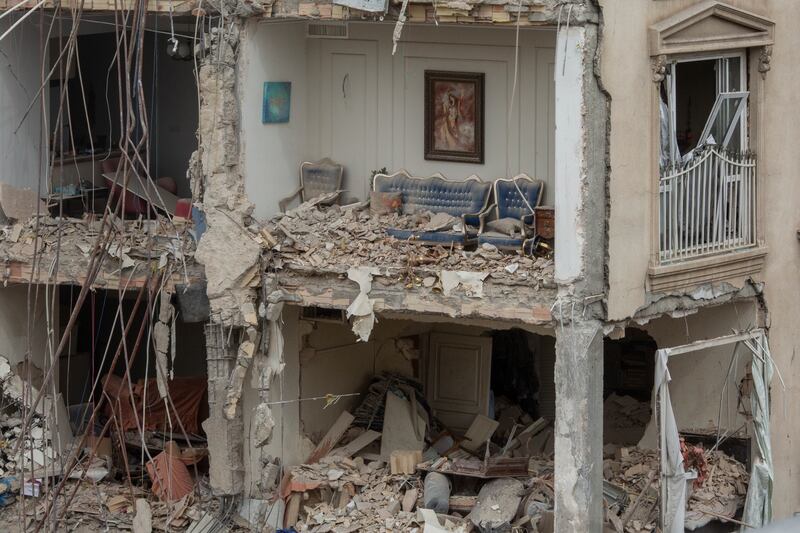 Destroyed apartments at a residential building that was the site of an air strike in Tehran, on Monday. Photograph: Arash Khamooshi/The New York Times