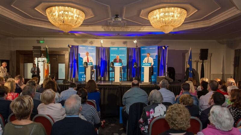 Leo Varadkar and Simon Coveney on the hustings in Cork. Photograph: Michael Mac Sweeney/Provision