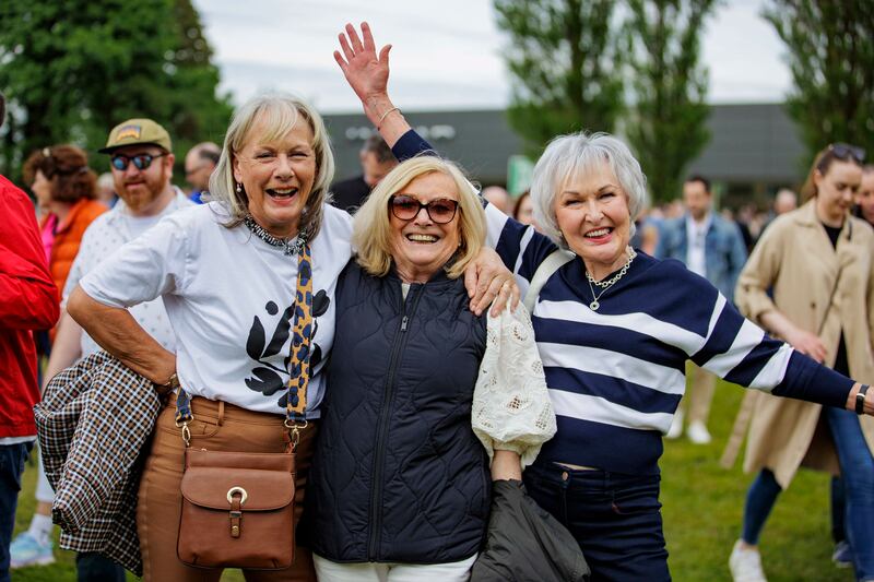 Bruce Springsteen fans (from left) Debbie Wilson, Jenny Taggert, and Catherine Reid Photograph: Liam McBurney
