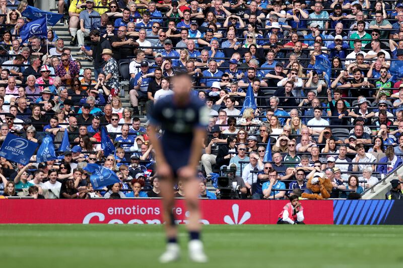 Fans keep a close eye on proceedings during a tense Champions Cup Final at the Tottenham Hotspur Stadium in London. Photograph: Laszlo Geczo/Inpho 