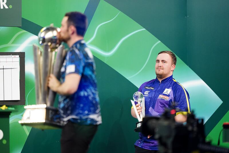 Luke Littler watches on after losing to Luke Humphries in the final of the Darts World Championship. Photograph: Zac Goodwin/PA Wire
